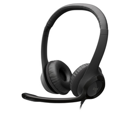 Logitech H390 Wired Headset, Stereo Headphones with Noise Cancelling Microphone, USB, In Line Controls, PC/Mac/Laptop BLACK 981-000014, ClearChat, 1 Pack