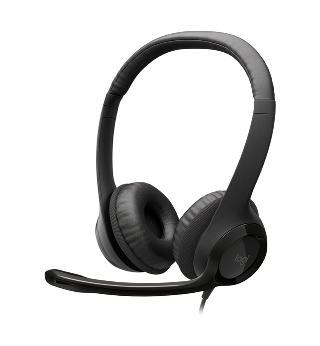 Logitech H390 Wired Headset, Stereo Headphones with Noise Cancelling Microphone, USB, In Line Controls, PC/Mac/Laptop BLACK 981-000014, ClearChat, 1 Pack