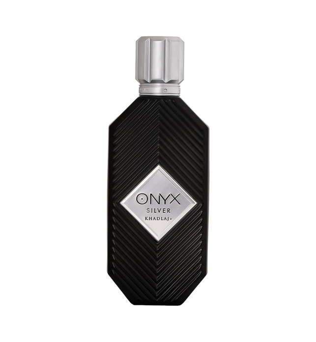 Khadlaj Onyx Silver Eau de Parfum, Unisex Fragrance with Bergamot, Ginger, Black Pepper, Petitgrain, Cardamom, Patchouli, Labdanum, Benzoin, Tonka Beans