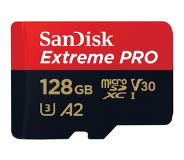 SanDisk 128GB Extreme Pro microSD UHS I Card for 4K Video on Smartphones, Action Cams & Drones 200MB/s Read, 90MB/s Write, SDSQXCD 128G GN6MA, Red/Black