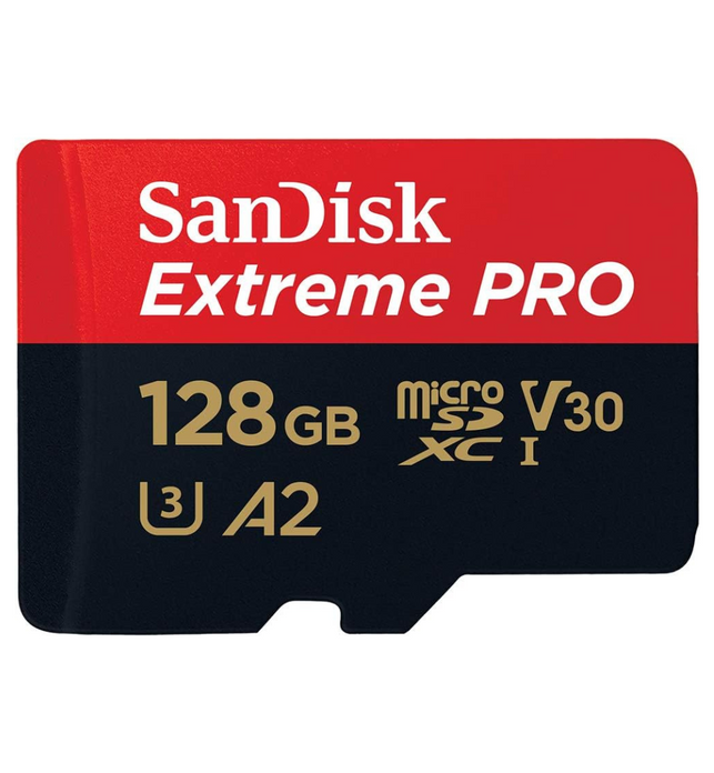 SanDisk 128GB Extreme Pro microSD UHS I Card for 4K Video on Smartphones, Action Cams & Drones 200MB/s Read, 90MB/s Write, SDSQXCD 128G GN6MA, Red/Black