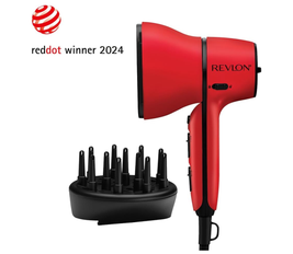 Revlon RVDR5320ARB Hair Dryer With Rotating Built-In Concentrator, Air Flow Control Dryer, 2000 Watts, 1.8M Cord - 3 Heat, 2 Speed Settings & Cool Shot - Red