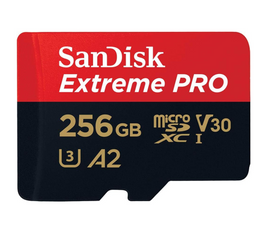 SanDisk 256GB Extreme Pro microSD UHS I Card for 4K Video on Smartphones, Action Cams & Drones 200MB/s Read, 140MB/s Write, SDSQXCD 256G GN6MA, Red/Black