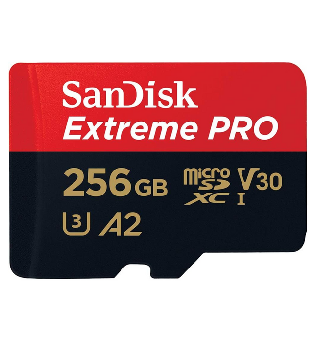 SanDisk 256GB Extreme Pro microSD UHS I Card for 4K Video on Smartphones, Action Cams & Drones 200MB/s Read, 140MB/s Write, SDSQXCD 256G GN6MA, Red/Black