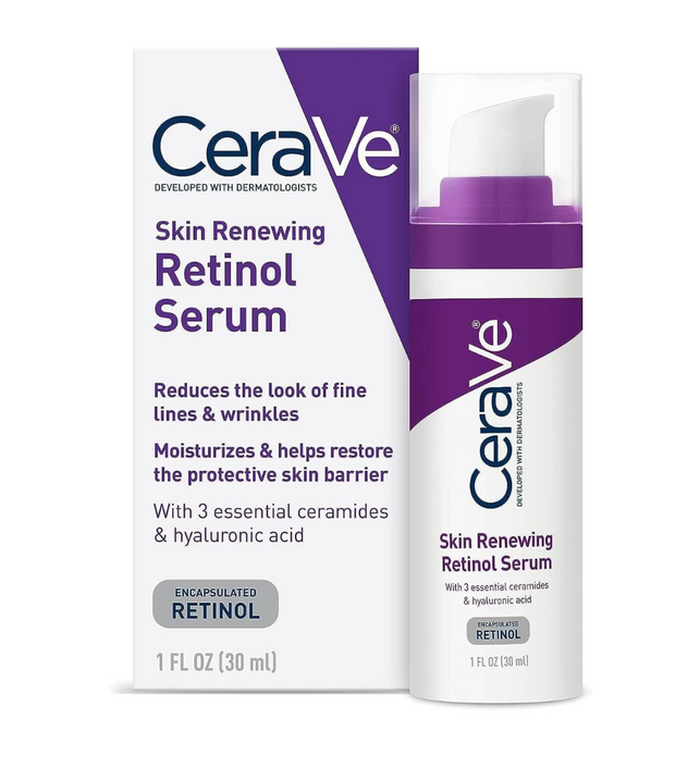 CeraVe Anti Aging Retinol Serum 1 Ounce Cream Serum for Smoothing Fine Lines and Skin Brightening Fragrance Free, 1 Fl Oz (Pack of 1)