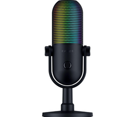 Razer Seiren V3 Chroma RGB USB Microphone, Stream & Game Reactive Lighting, Tap-to-Mute Sensor, Condenser Mic, Digital Gain Limiter & Shock Absorber, PC, Discord, OBS Studio, XSplit  Black