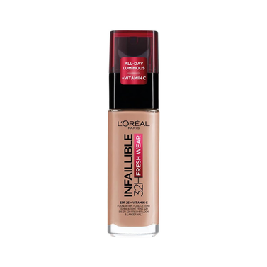 L’Oréal Paris Infallible 32H Fresh Wear Foundation, Full-coverage, Longwear, Weightless Smooth Finish, Water-proof and Transfer-proof, with Vitamin C + SPF 25, 60 Rose Ivory