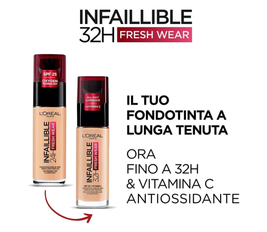 L’Oréal Paris Infallible 32H Fresh Wear Foundation, Full-coverage, Longwear, Weightless Smooth Finish, Water-proof and Transfer-proof, with Vitamin C + SPF 25, 60 Rose Ivory