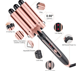 Rosy Forth Hair Curling Iron, Professional Curling Wand Set, 5 in 1 Hair Curler with 5 Interchangeable Curling Wand Ceramic Barrel, and 2 Temperature Adjustments, Heat Protective Glove & 2 Clips