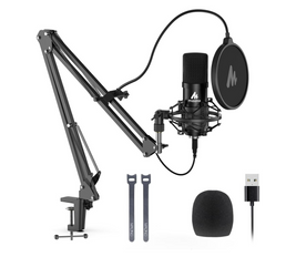 MAONO USB Microphone Kit 192KHZ/24BIT Plug & Play AU-A04 USB Computer Cardioid Mic Podcast Condenser Microphone with Professional Sound Chipset for PC Karaoke, YouTube, Gaming Recording