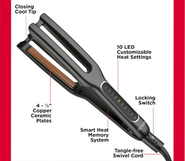 Revlon RVST2204 Dual Plate Hair Straightener, Copper Ceramic Plates, Tangle-Free, Auto Off