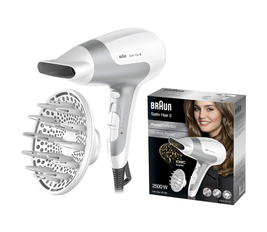 Braun Satin Hair 5 PowerPerfection dryer HD585 – Ionic | Ultra Powerful | Lightweight | Cold Shot | With Diffuser | 2500 Watts - White