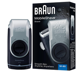 Braun Pocketgo Mobile Electric Travel Shaver, M90, Black/Silver