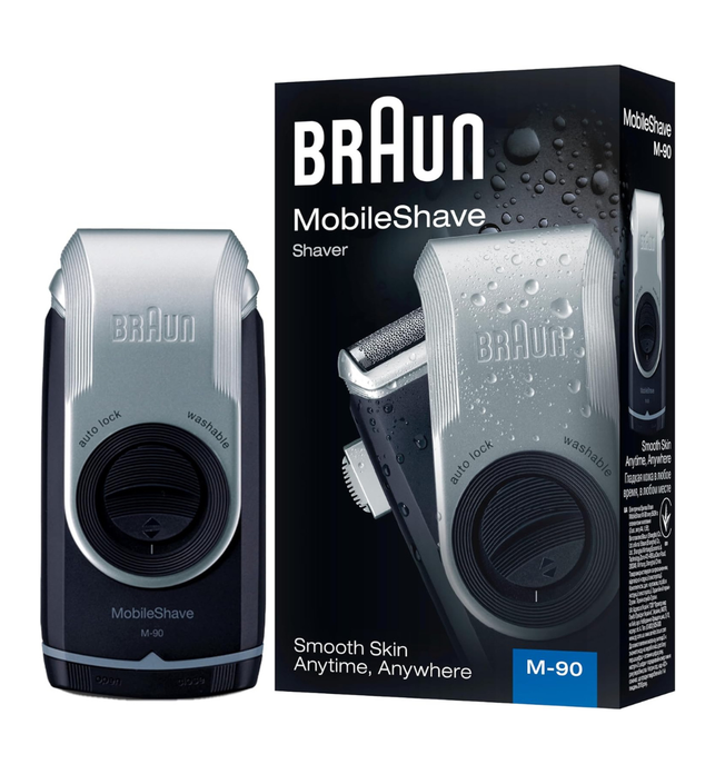 Braun Pocketgo Mobile Electric Travel Shaver, M90, Black/Silver