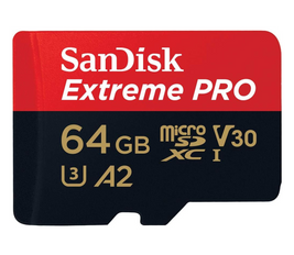 SanDisk 64GB Extreme Pro microSD UHS I Card for 4K Video on Smartphones, Action Cams & Drones 200MB/s Read, 90MB/s Write, SDSQXCU 064G GN6MA, Red/Black