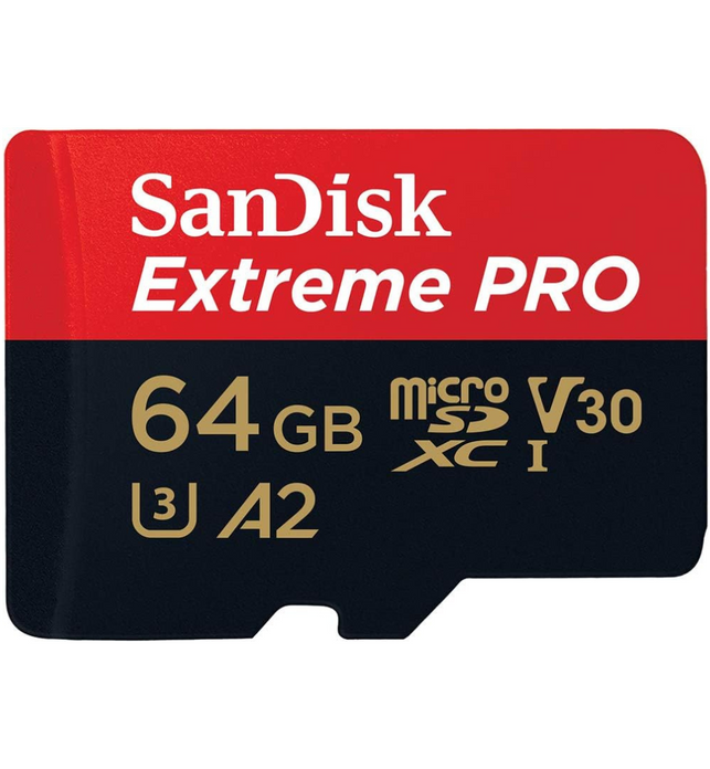 SanDisk 64GB Extreme Pro microSD UHS I Card for 4K Video on Smartphones, Action Cams & Drones 200MB/s Read, 90MB/s Write, SDSQXCU 064G GN6MA, Red/Black