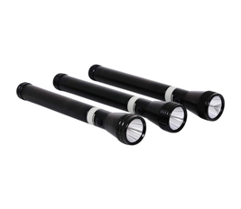 Geepas 3-in-1 Rechargeable LED Flashlight, CREE LED, GFL4622 | Aluminium Body with Rubber Glow | Ni-Cd Battery | Ideal for Campaigning, Trekking, Outdoor, Etc