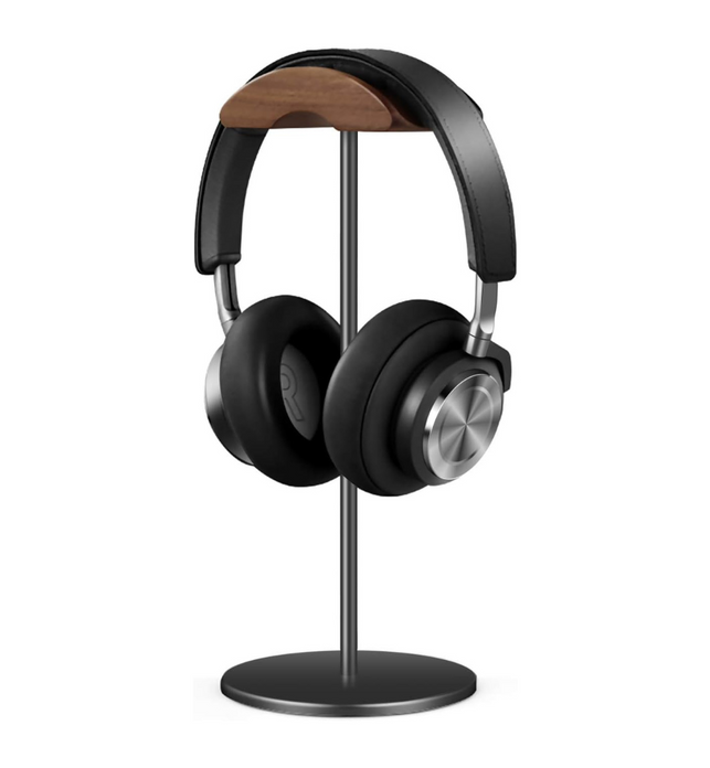 QinCoon Walnut Wood and Aluminum Headset Stand (Black)