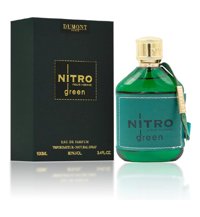 Dumont Nitro Green Eau De Parfum  3.4oz  Luxury Perfume for Men  Woody, Floral, Fruity & Masculine Fragrance  Long Lasting Cologne Mist & Body Spray for Him