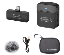 Saramonic Wireles Microphone,Blink100 B5 Wireless Clip Microphone Portable Transmitter&Receiver for Android Type C Smartphone Video Recording TikTok Live Steam YouTube Vlog Interview, Bluetooth, USB