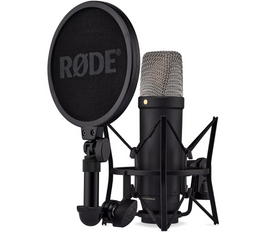 Rode Nt1 5Th Generation Large-Diaphragm Studio Condenser Microphone with XLR and USB Outputs, Shock Mount and Pop Filter for Music Production, Vocal Recording and Podcasting (Black)