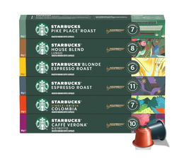 Starbucks By Nespresso Coffee Pods Variety Pack 60 Capsules (10 of each flavour)
