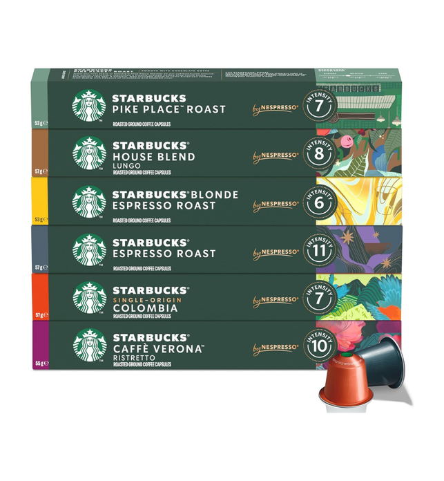 Starbucks By Nespresso Coffee Pods Variety Pack 60 Capsules (10 of each flavour)