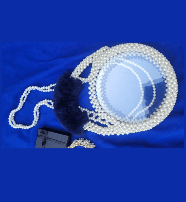 Noor's Handmade White Beaded Pearl HandBag