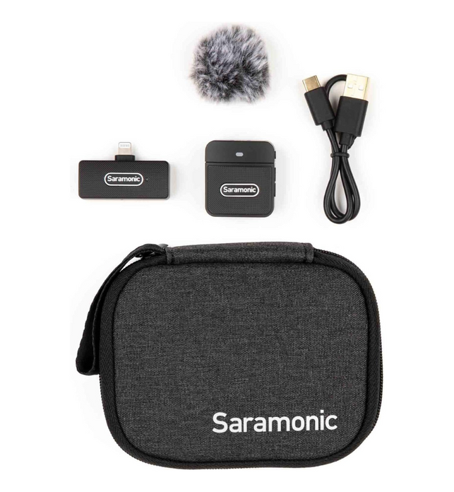 Saramonic Blink 100 B3 TX+RX 2.4GHz Micro Clip-On Wireless System w/Device-Mountable Dual-Channel Lightning Receiver for iPhones & iPads