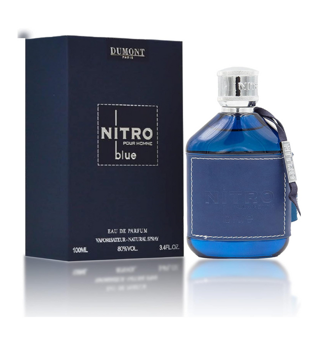 Dumont NITRO BLUE  3.4oz  Eau De Parfum  Men’s Perfume with Fruity, Floral, Woody & Masculine Fragrance  Long Lasting Cologne Mist & Body Spray  for Him