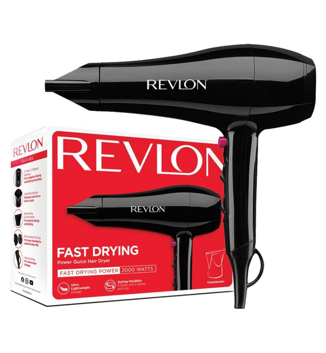 Revlon RVDR5280, Fast Drying Hair Dryer, 2 speed and 3 heat setting, 2000 Watts, Black