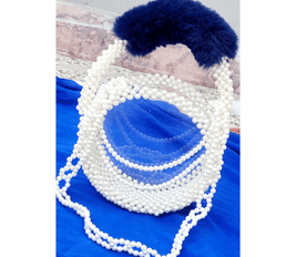 Noor's Handmade White Beaded Pearl HandBag