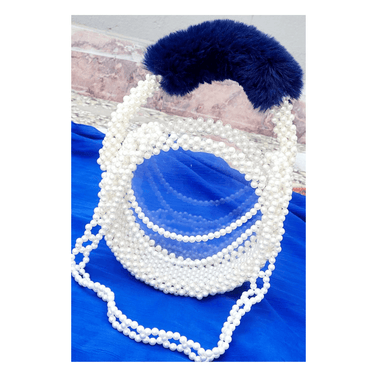 Noor's Handmade White Beaded Pearl HandBag