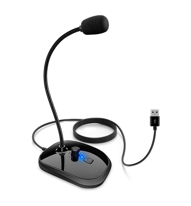 USB Microphone for Computer, PC Microphone with Rotary Knob Volume Control and Mute Button, Plug and Play Mic, Professional Microphone for Youtube, PS4, Dictation, Recording, Conference Call, Skype