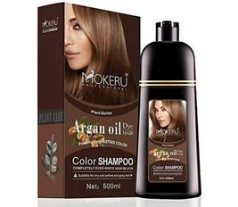 MOKERU Argan Oil Dye Hair Color Shampoo (02,500ml, Dark Brown)