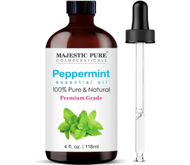 MAJESTIC PURE Peppermint Essential Oil | 100% Pure and Natural Peppermint Oil | Premium Grade Essential Oils for Hair Care, Home Diffusers, Skin, Aromatherapy, Massage and Humidifiers | 118 ml