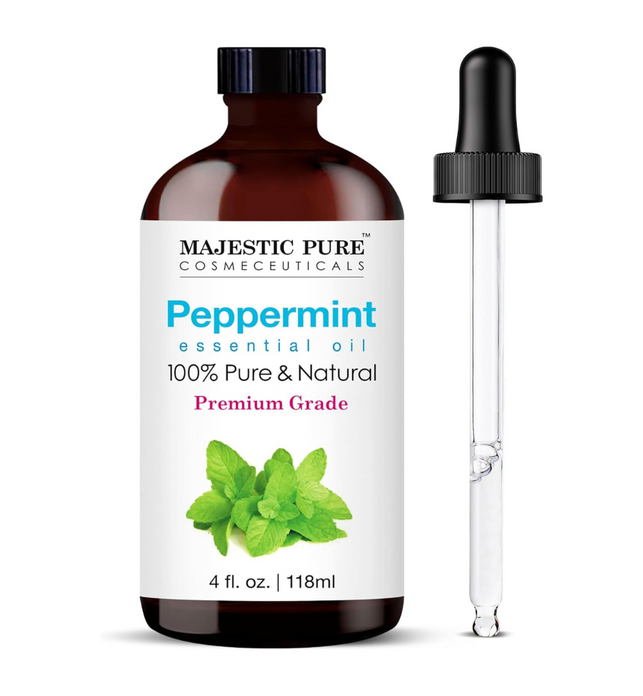 MAJESTIC PURE Peppermint Essential Oil | 100% Pure and Natural Peppermint Oil | Premium Grade Essential Oils for Hair Care, Home Diffusers, Skin, Aromatherapy, Massage and Humidifiers | 118 ml