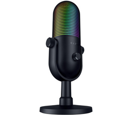 Razer Seiren V3 Chroma RGB USB Microphone, Stream & Game Reactive Lighting, Tap-to-Mute Sensor, Condenser Mic, Digital Gain Limiter & Shock Absorber, PC, Discord, OBS Studio, XSplit  Black