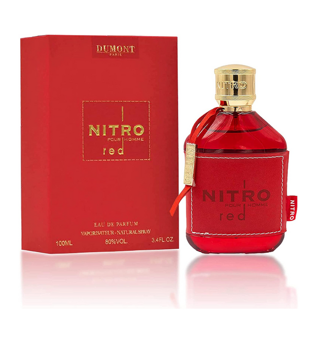 Dumont NITRO RED  3.4oz  Eau De Parfum -Luxury Perfume for Men Fruit, Woody, Floral & Masculine Fragrance  Long Lasting Cologne Mist & Body Spray  for Him