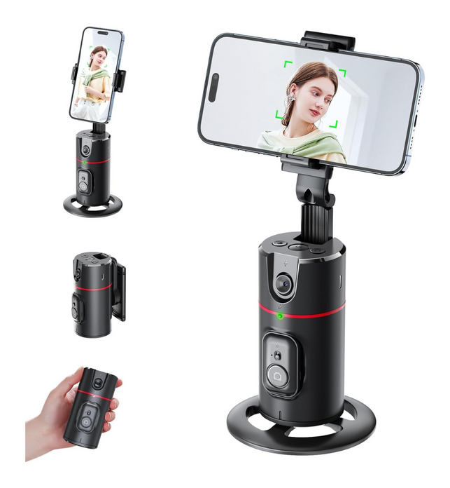 PFUTURE Auto Face Tracking Tripod with Remote, 360° Rotation Smart Tracking Phone Holder, Moving Tripod for iPhone. Essential for Video, Vlog, Live Stream Content Creator's Tool, No App Required