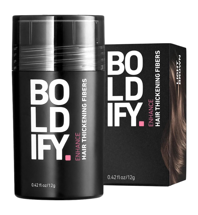 BOLDIFY Hair Fibers for Thinning Hair (LIGHT BROWN) Hair Powder 12g Bottle Undetectable & Natural Hair Filler Instantly Conceals Hair Loss Hair Thickener, Topper for Fine Hair for Women & Men