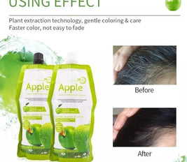 Ammonia Free Apple Fruit Extract Hair Dye Cream 96H To Long Lasting Color for Hair and Beard(black)