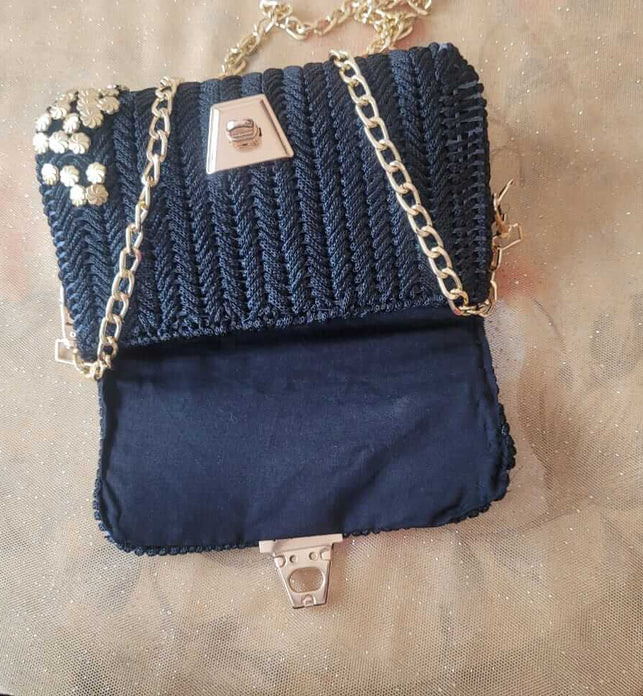 Naseem Collection Beautiful  Handmade Shoulder Bag With Golden Chain And Front Lock