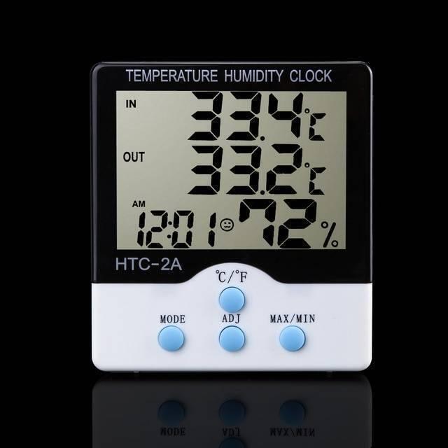 HTC-2A Digital Clock Temperature Hydrometer Thermometer