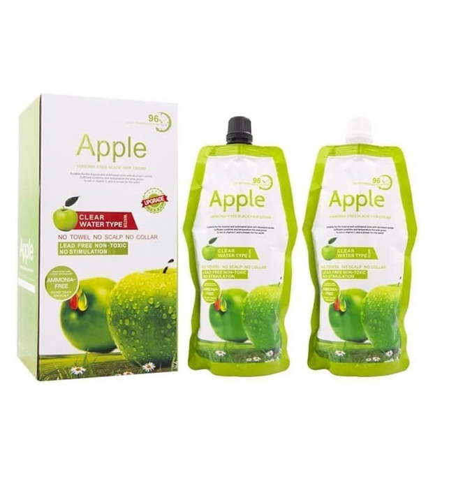 Ammonia Free Apple Fruit Extract Hair Dye Cream 96H To Long Lasting Color for Hair and Beard(black)