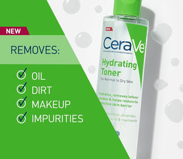 CeraVe Hydrating Toner for Face Non-Alcoholic with Hyaluronic Acid, Niacinamide, and Ceramides for Sensitive Dry Skin, Fragrance-Free Non Comedogenic, Full Size, 6.80 Ounce (Pack of 1)