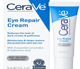CeraVe Eye Repair Cream | Under Eye Cream for Dark Circles and Puffiness Delicate Skin Under Eye Area with Hyaluronic acid and Ceramides | Non-comedogenic, Fragrance Free 0.5Oz, 14 ML
